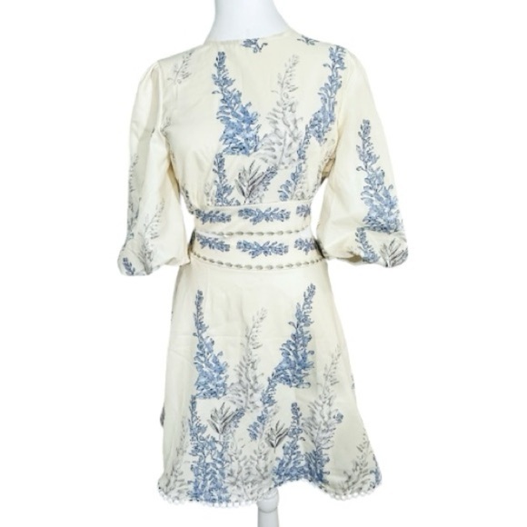 Boho Floral Print Cut Out Tie Back Cuff Sleeve Dress Small - Picture 7 of 9